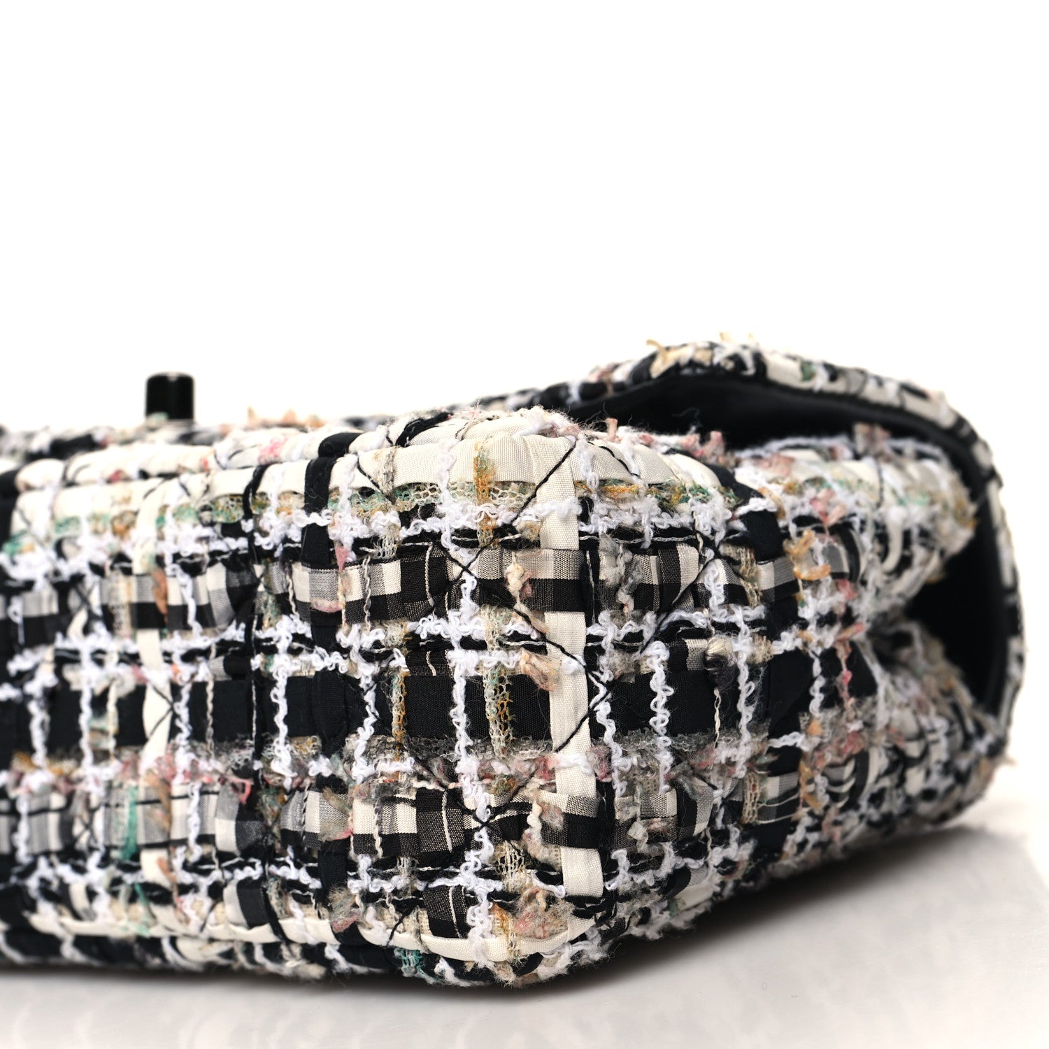 Chanel Tweed Quilted Mini Rectangular Flap White Black Multicolor 10 of 11