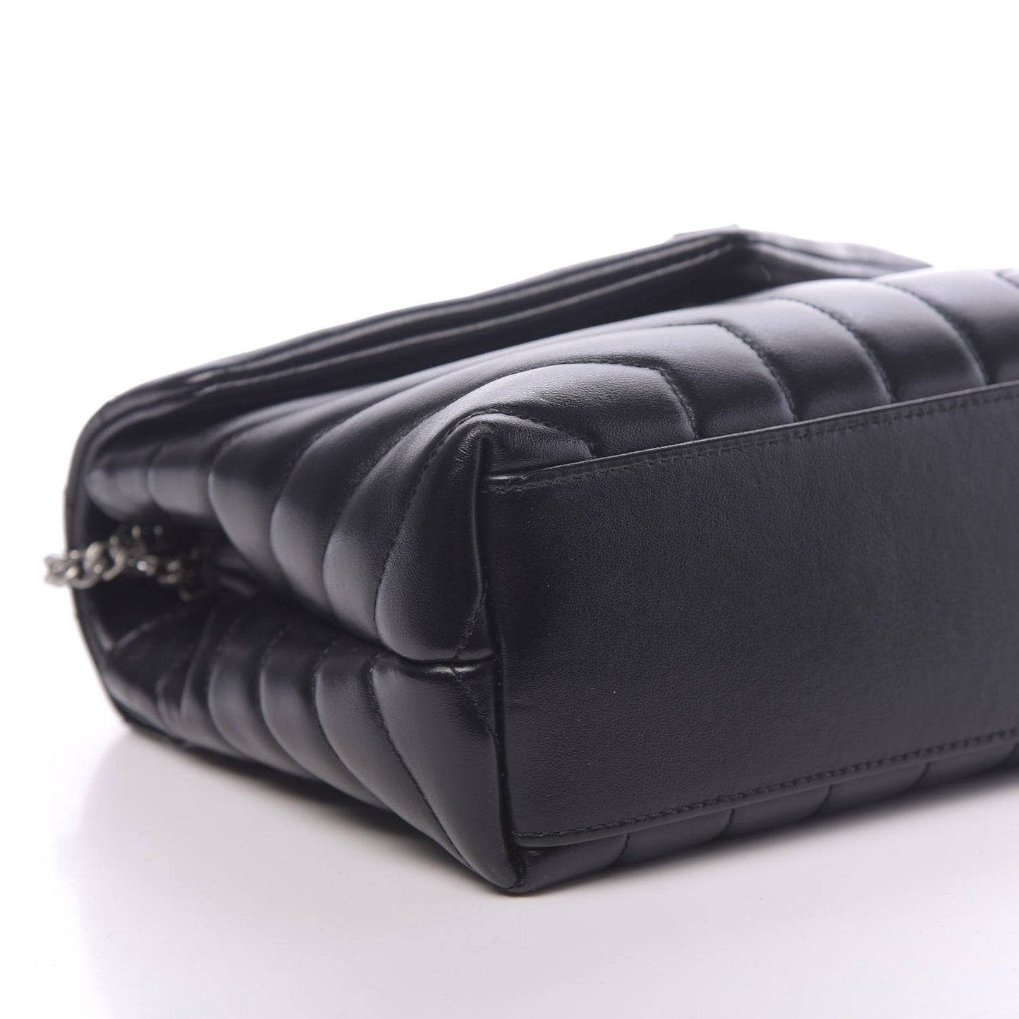Calfskin Y Quilted Monogram Small Loulou Chain Satchel Black