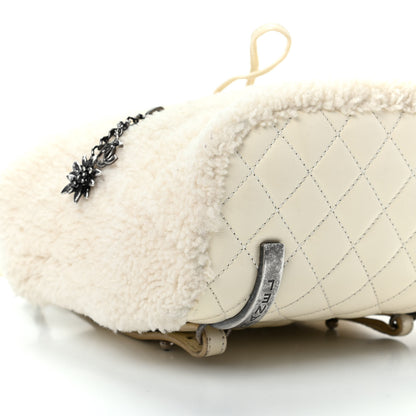 Chanel Glazed Calfskin Shearling Quilted Small Mountain Backpack Ivory 6 of 9
