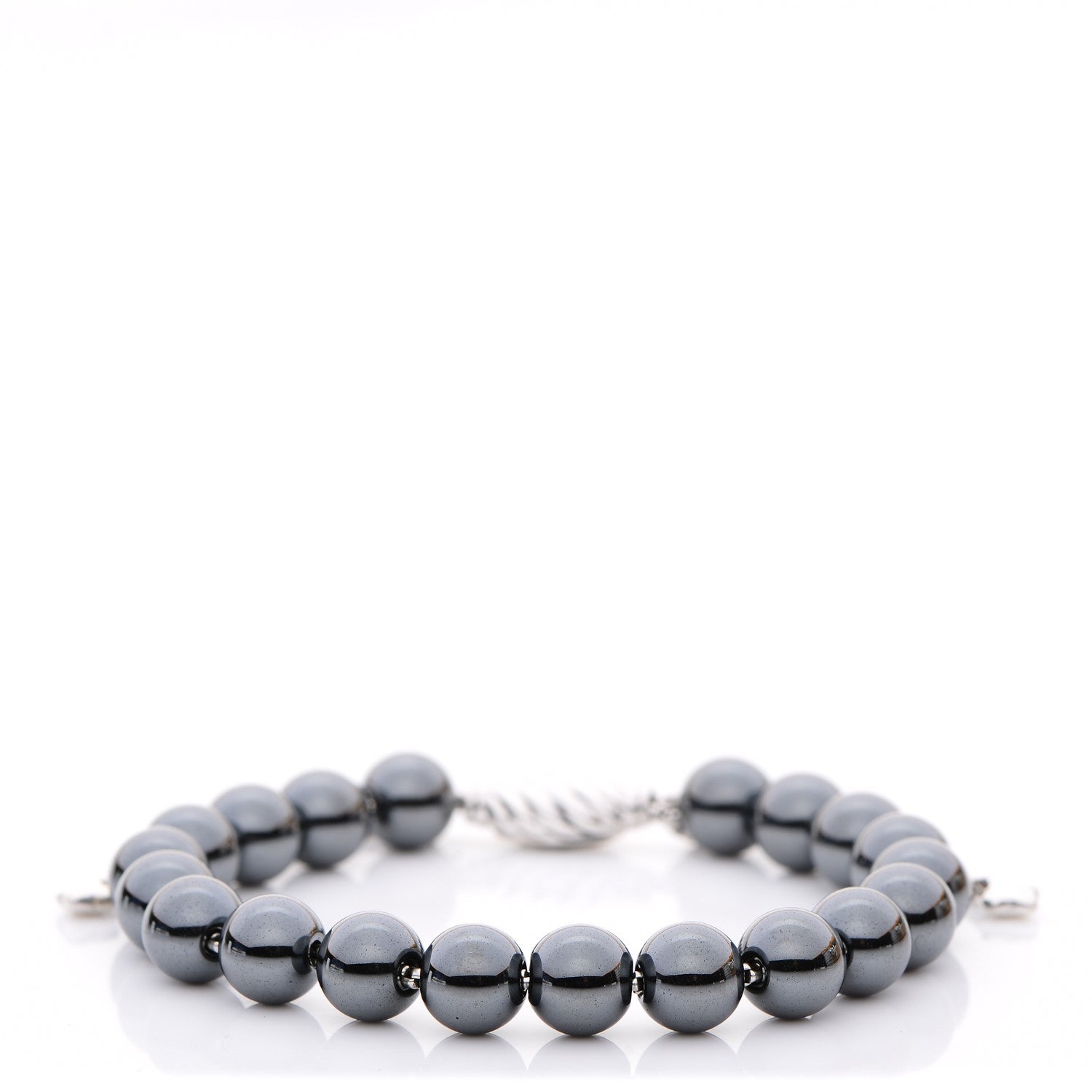 David Yurman Sterling Silver Hematite 8mm Spiritual Beads Adjustable Bracelet 1 of 4