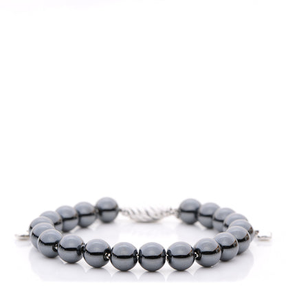 David Yurman Sterling Silver Hematite 8mm Spiritual Beads Adjustable Bracelet 1 of 4