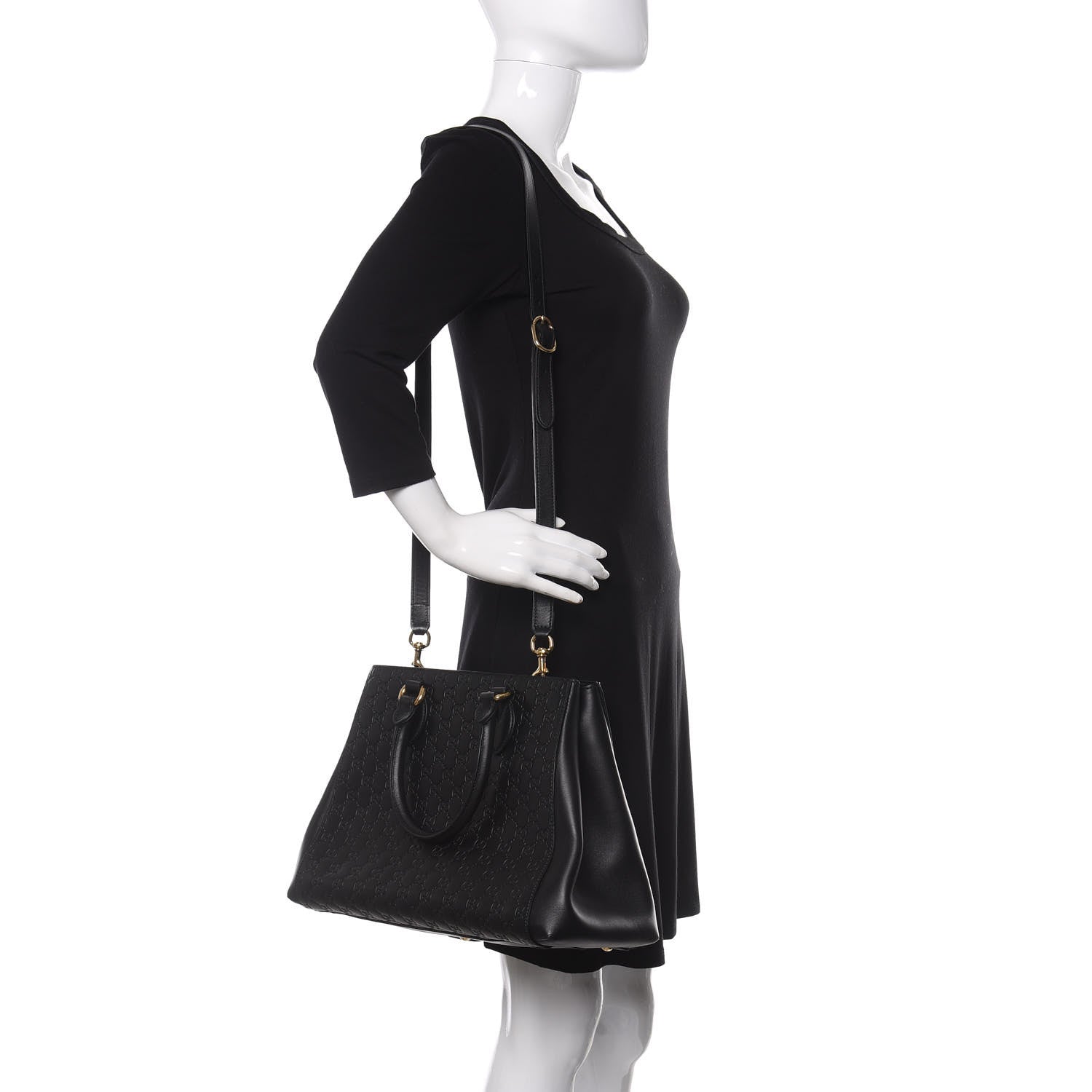 Gucci Soft Guccissima Signature Top Handle Tote Bag Black 2 of 10
