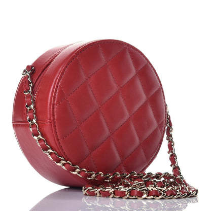 Chanel Lambskin Quilted Round Clutch With Chain Red 3 of 9