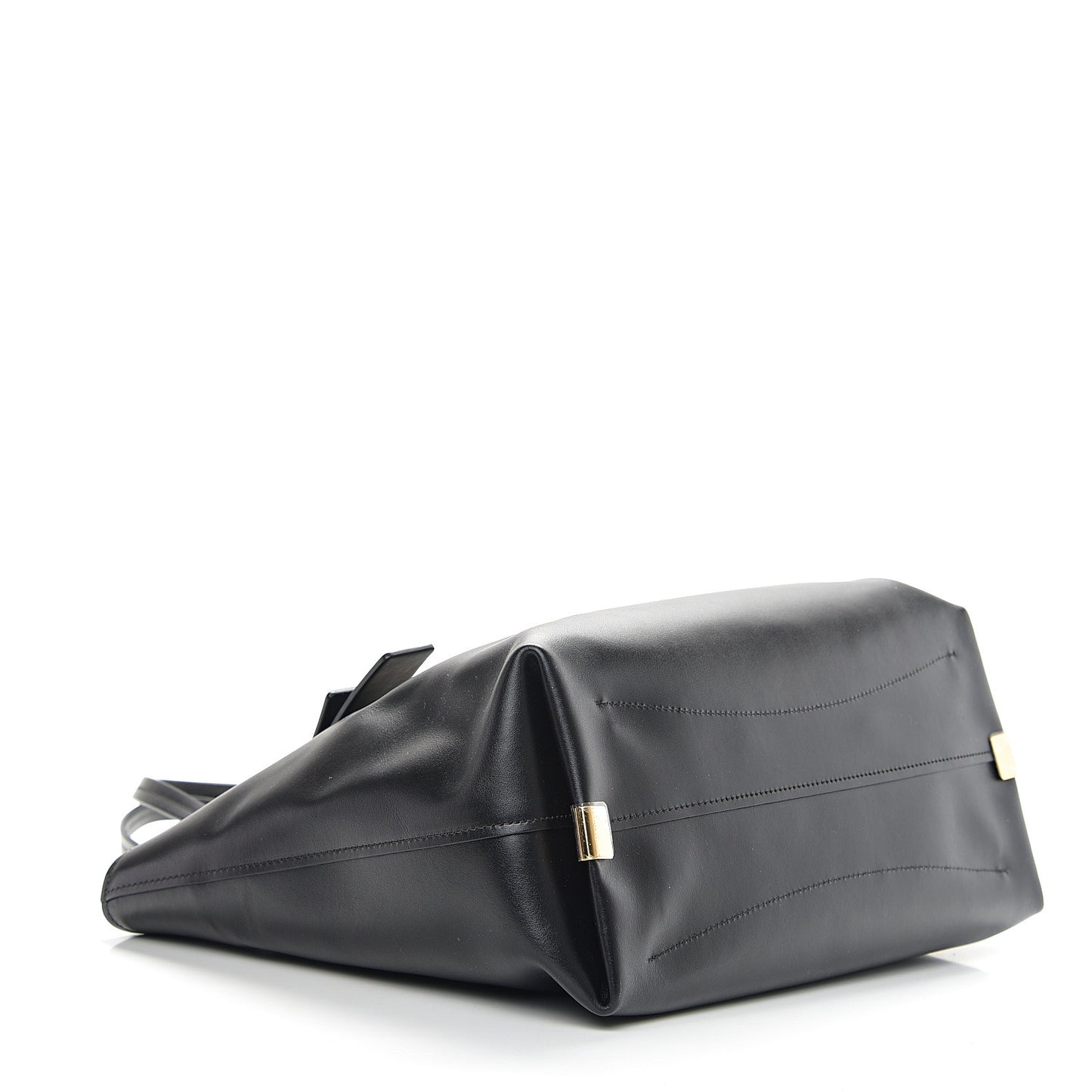 Shiny Calfskin Suede Medium C Zipped Tote Black