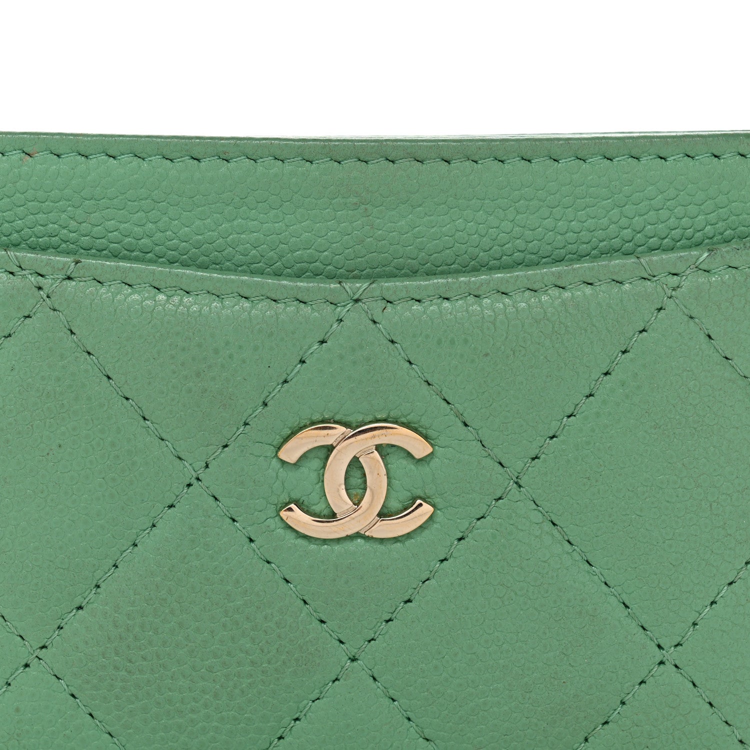 Chanel Caviar Quilted Card Holder Green 10 of 12