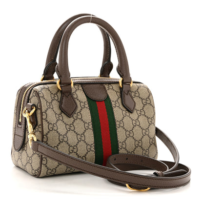 Gucci GG Supreme Monogram Textured Dollar Calfskin Web Mini Ophidia Top Handle Bag Beige Ebony New Acero 3 of 12