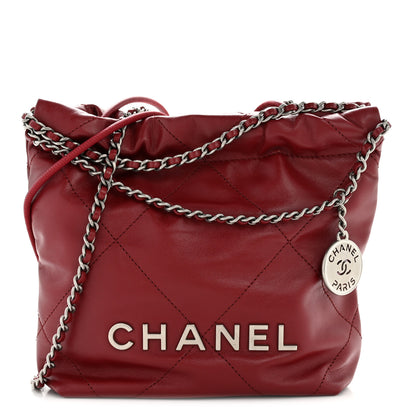 Chanel Shiny Calfskin Quilted Mini Chanel 22 Red 1 of 11