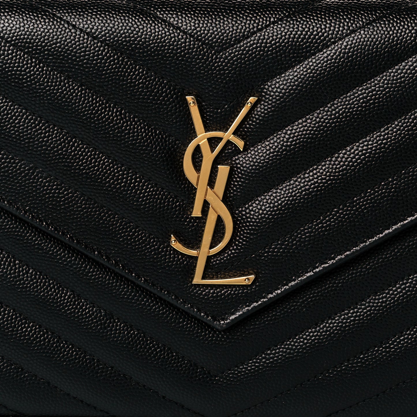 Grain De Poudre Matelasse Chevron Monogram Chain Wallet Black