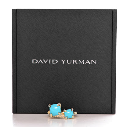 David Yurman 18K Yellow Gold Diamond Turquoise Chatelaine Bypass Ring 54 7 6 of 6