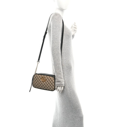 Gucci Monogram Matelasse Diagonal Small GG Marmont Chain Shoulder Bag Beige Black 2 of 10