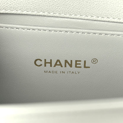 Chanel Caviar Chevron Quilted Medium Boy Flap Light Grey 6 of 11
