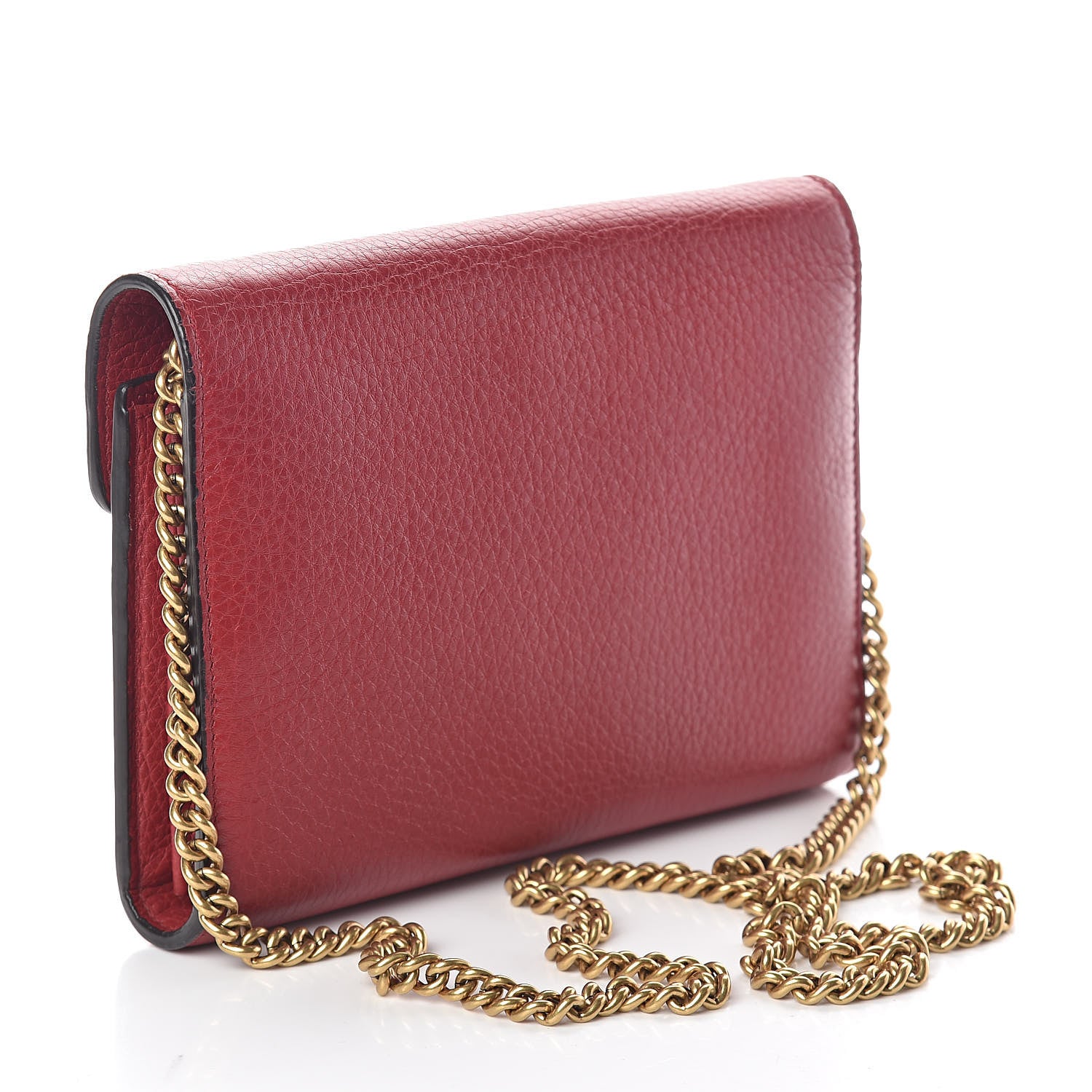 Gucci Calfskin GG Marmont Chain Wallet Vulcanic Red 3 of 10