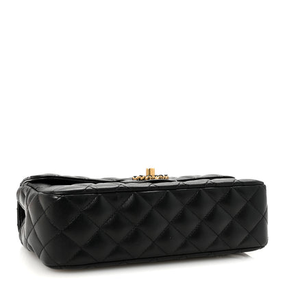 Chanel Lambskin Quilted Small Strass On Top Flap Bag Black 4 of 11