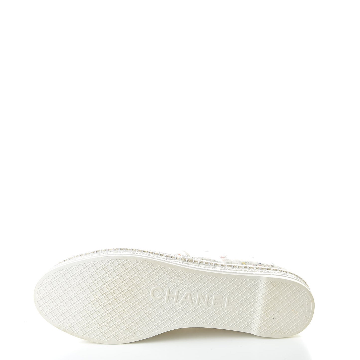 PVC Tweed CC Espadrilles 39 Ecru Blue Transparent