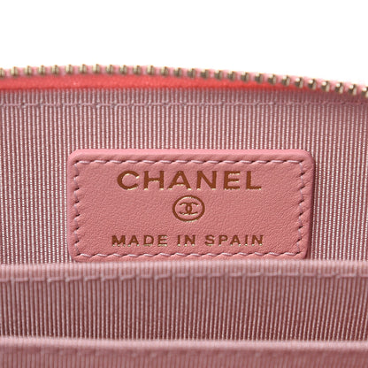 Chanel Iridescent Caviar Chevron Quilted Zip Coin Purse Pink 6 of 8