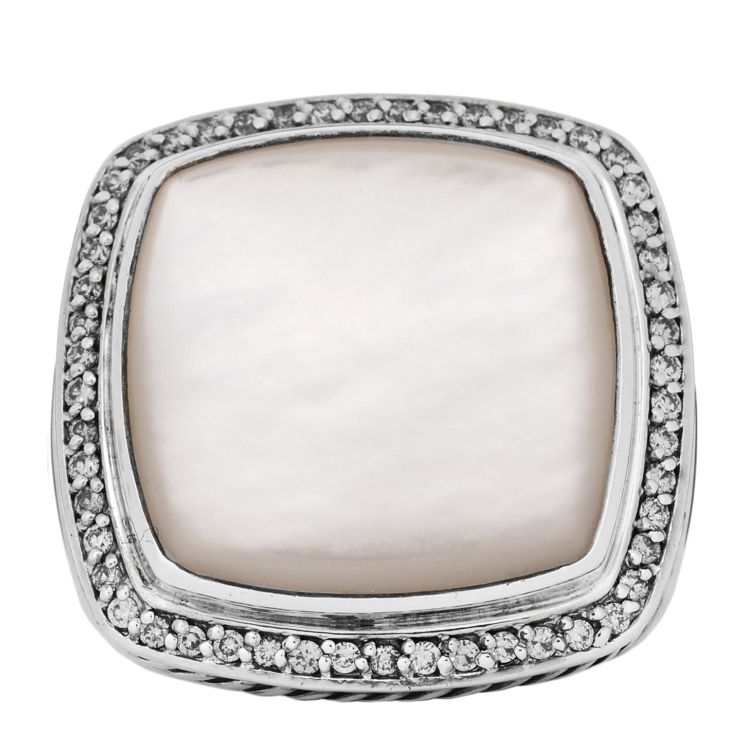 Sterling Silver Diamond Mother of Pearl 20mm Albion Ring 60 9.25