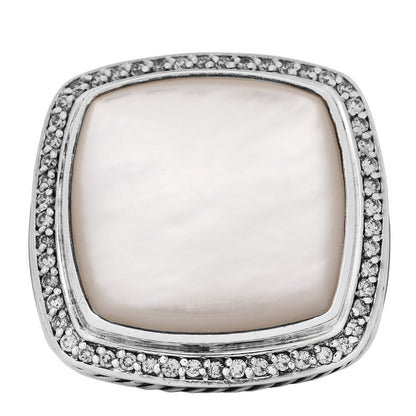 David Yurman Sterling Silver Diamond Mother of Pearl 20mm Albion Ring 60 9.25 1 of 5