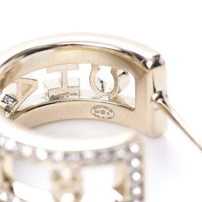 Chanel Metal Crystal Bow-tiful CC Hoop Earrings Gold 4 of 5