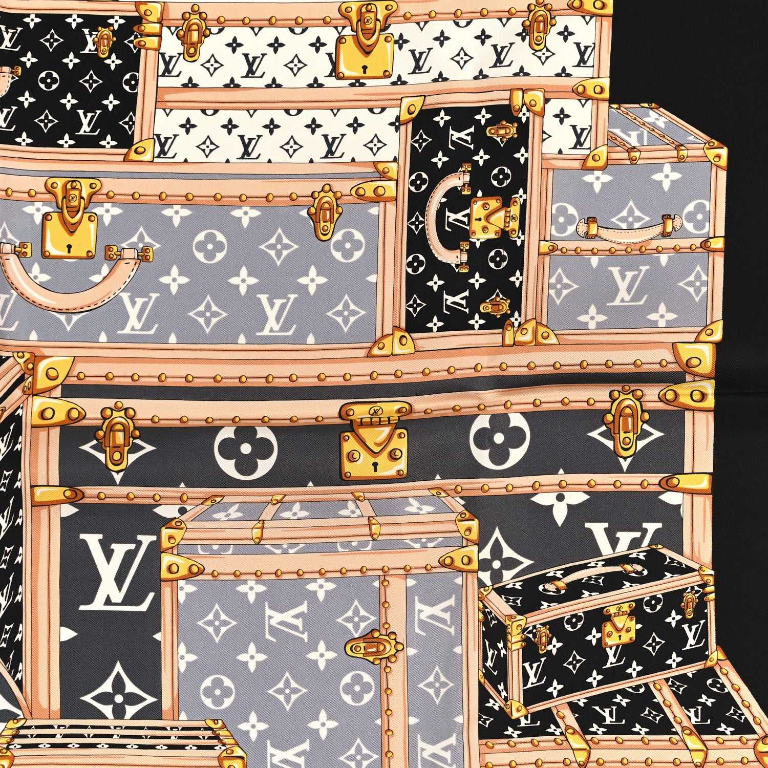 Louis Vuitton Silk Monogram Lets Go Scarf Black 1863129 – FASHIONPHILE
