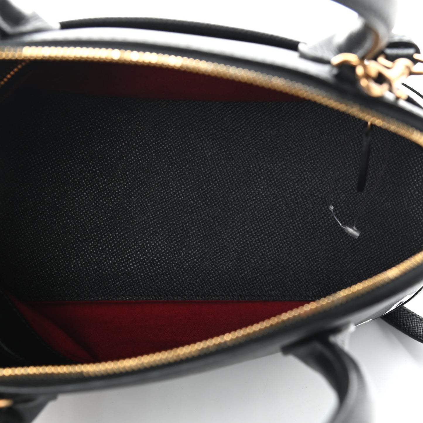 Signature Grained Calfskin Logo S Ville Top Handle Bag Black
