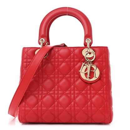 Christian Dior Lambskin Cannage Medium Lady Dior Red 1 of 11