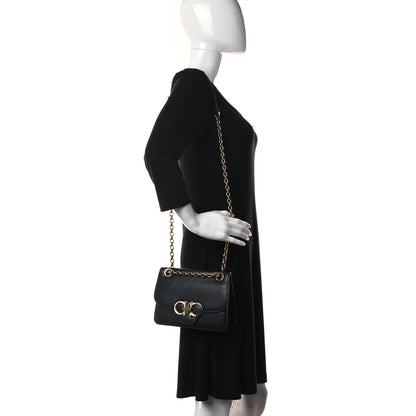 Salvatore Ferragamo Calfskin Gancini Small Flap Bag Black 2 of 9
