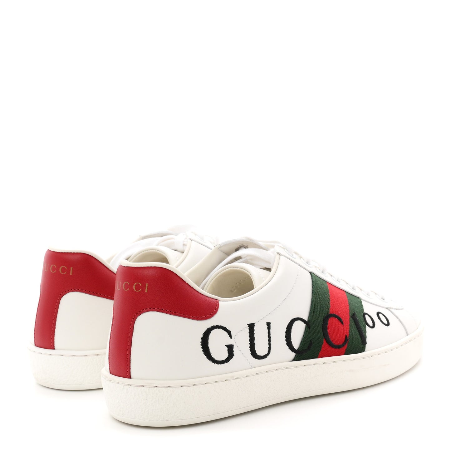 Calfskin Gucci 100 Mens Ace Sneakers 6 White Hibiscus Red 6 White Hibiscus Red