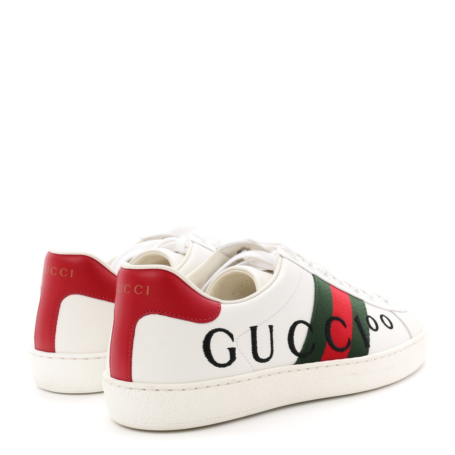 Gucci Calfskin Gucci 100 Mens Ace Sneakers 6 White Hibiscus Red 6 White Hibiscus Red 5 of 10