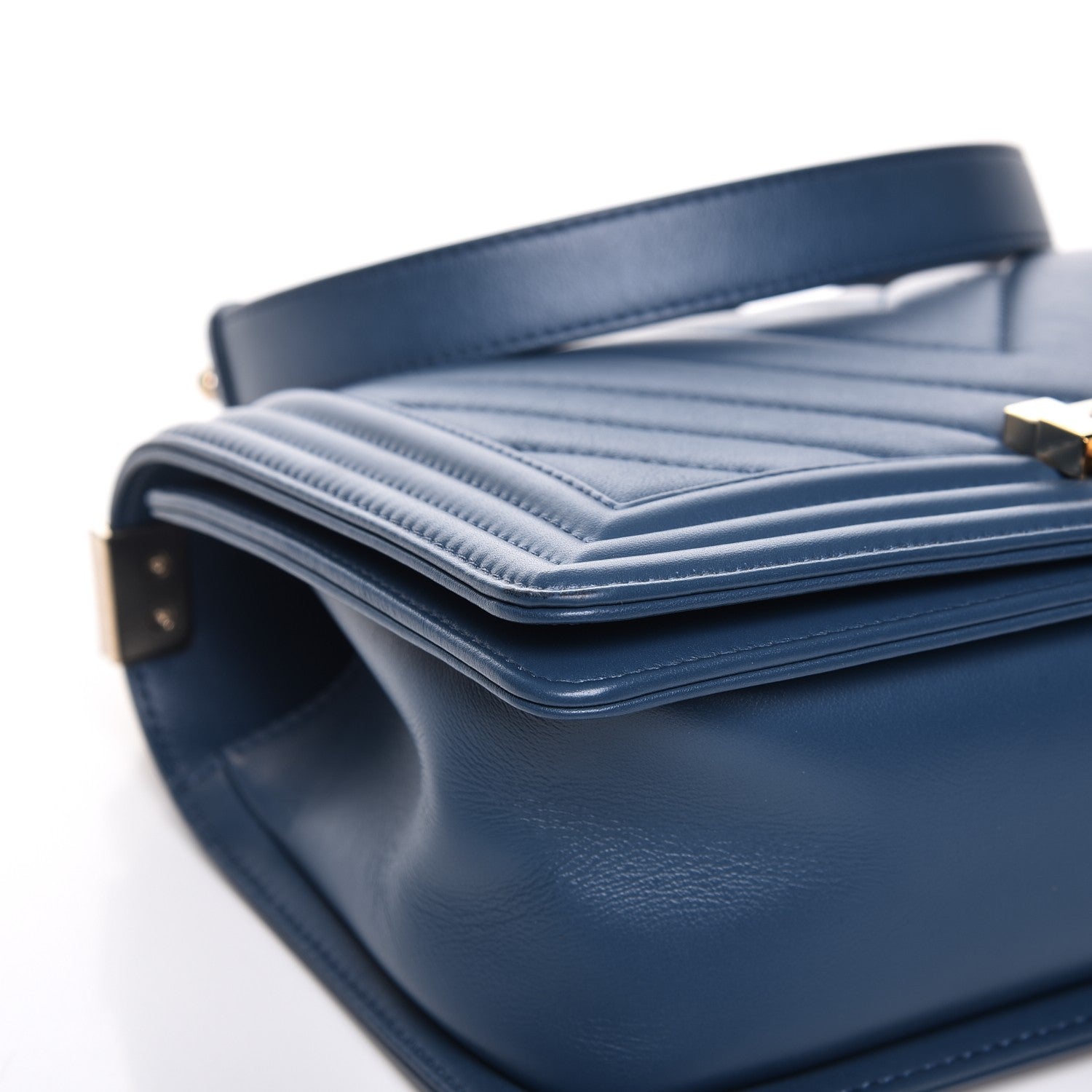 Chanel Calfskin Chevron Quilted Medium Boy Flap Blue 10 of 11