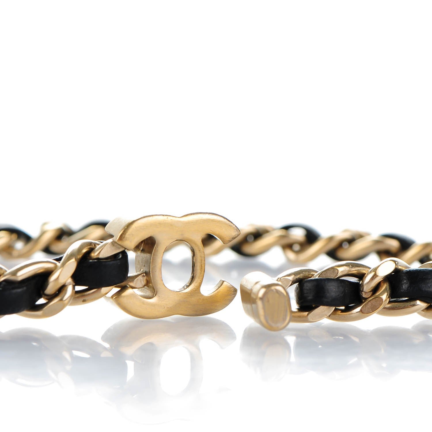 Chanel Lambskin CC Turnlock Double Chain Bracelet Black Gold 5 of 5