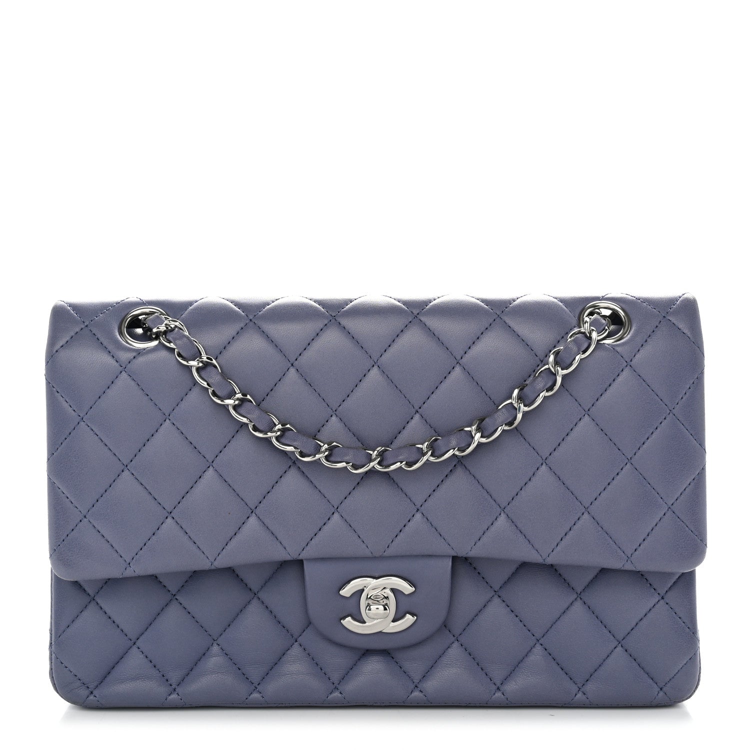 Chanel Lambskin Quilted Medium Double Flap Blue 1 of 10