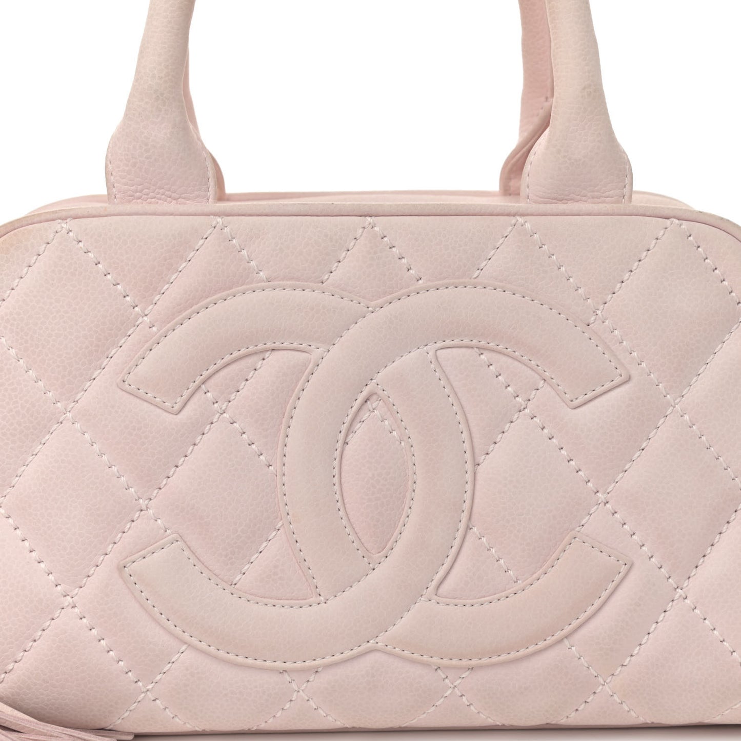 Caviar Quilted Small Bowler Tassel Pink