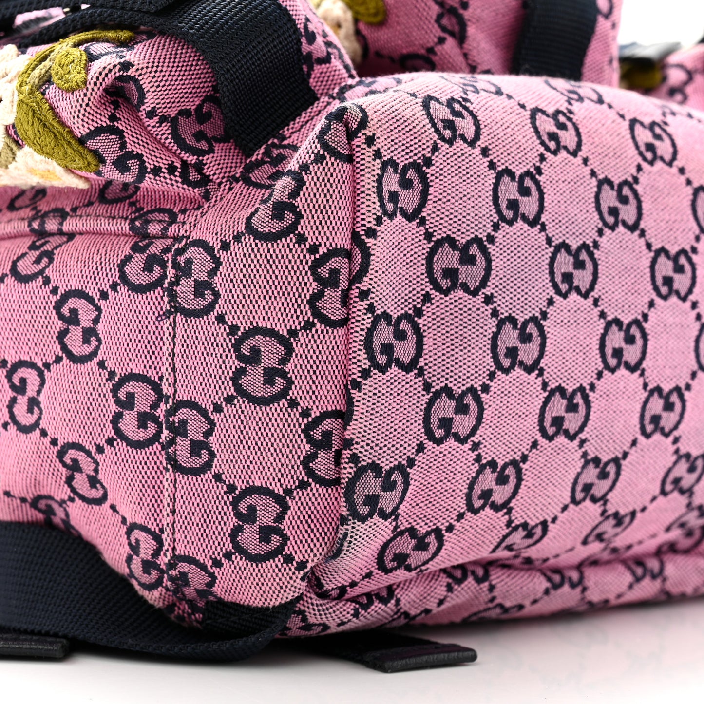 Monogram Multicolor Floral Embroidered Large Retro Interlocking G Three Pocket Backpack Pink Blue Multicolor