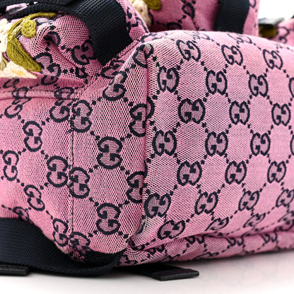 Gucci Monogram Multicolor Floral Embroidered Large Retro Interlocking G Three Pocket Backpack Pink Blue Multicolor 9 of 10