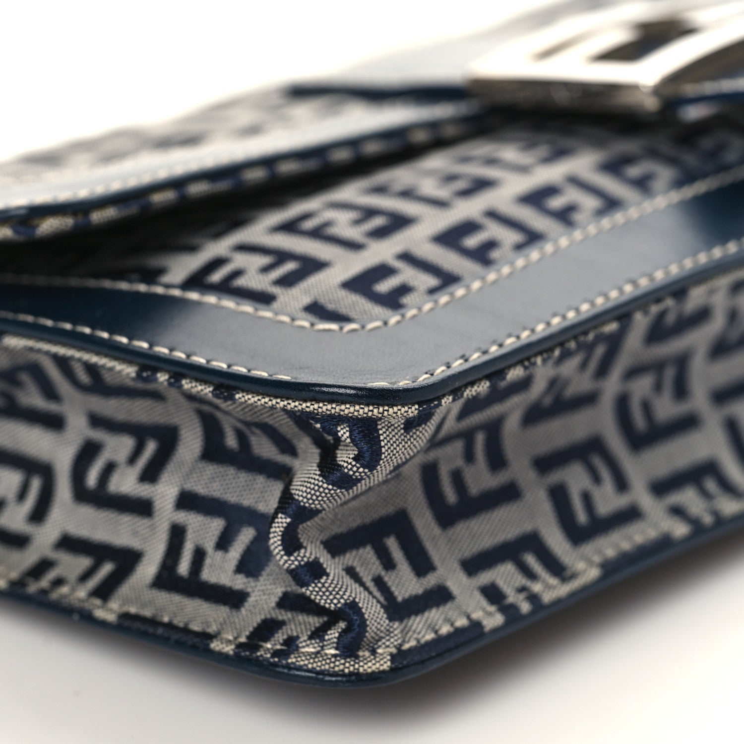 Fendi Zucchino Shoulder Bag Navy 7 of 9