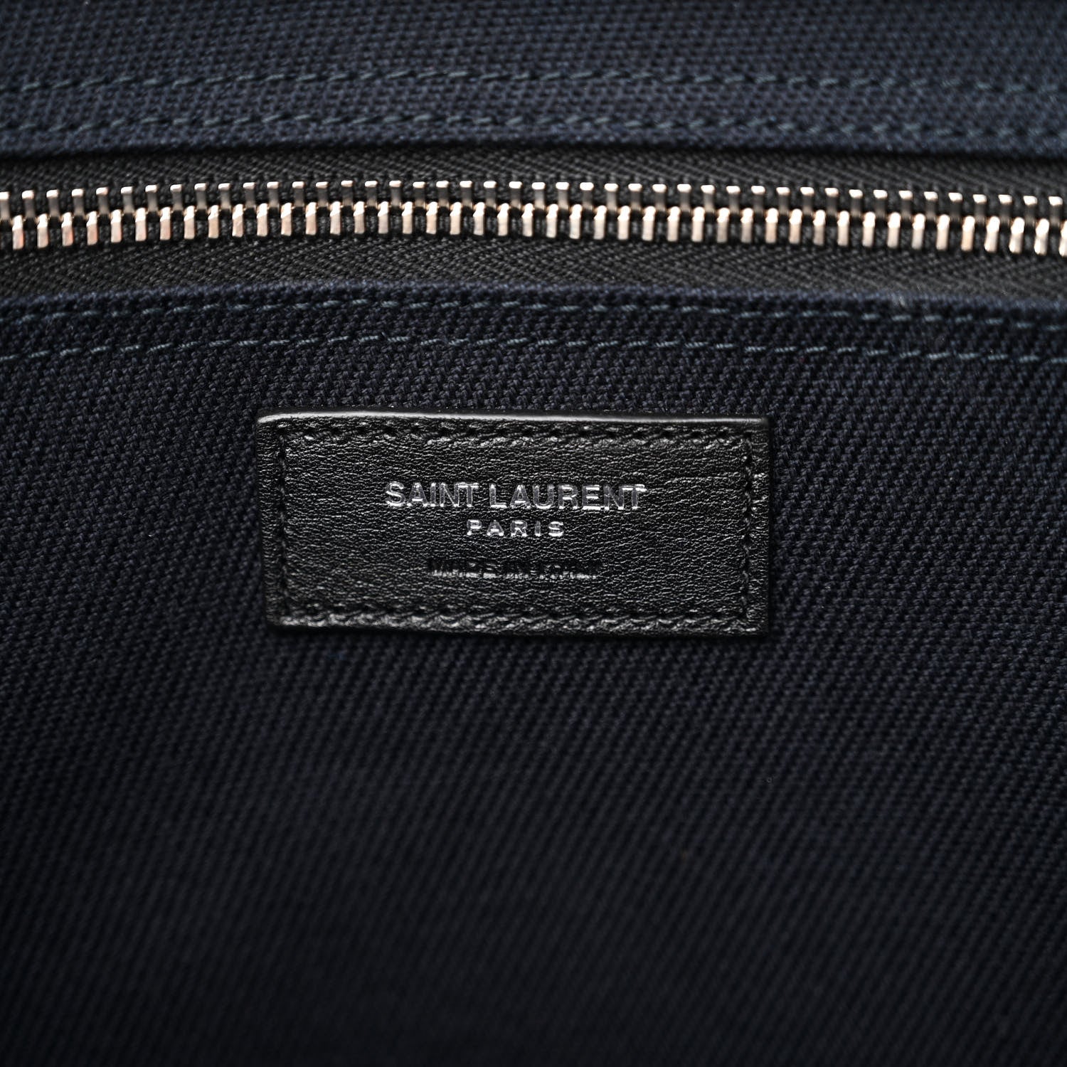 Saint Laurent Linen Calfskin Rive Gauche Tote Navy 6 of 10