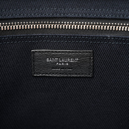 Saint Laurent Linen Calfskin Rive Gauche Tote Navy 6 of 10