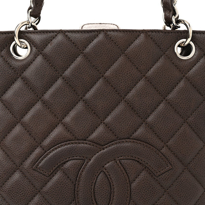 Chanel Caviar Quilted Petit Shopping Tote PST Dark Brown Brown 8 of 15