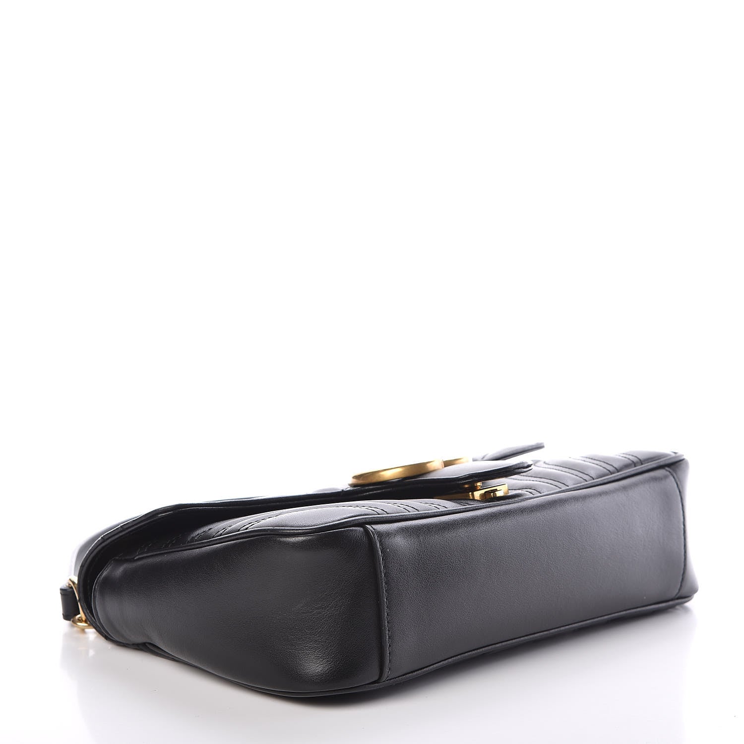 Gucci Calfskin Matelasse Small GG Marmont Shoulder Bag Black 4 of 9