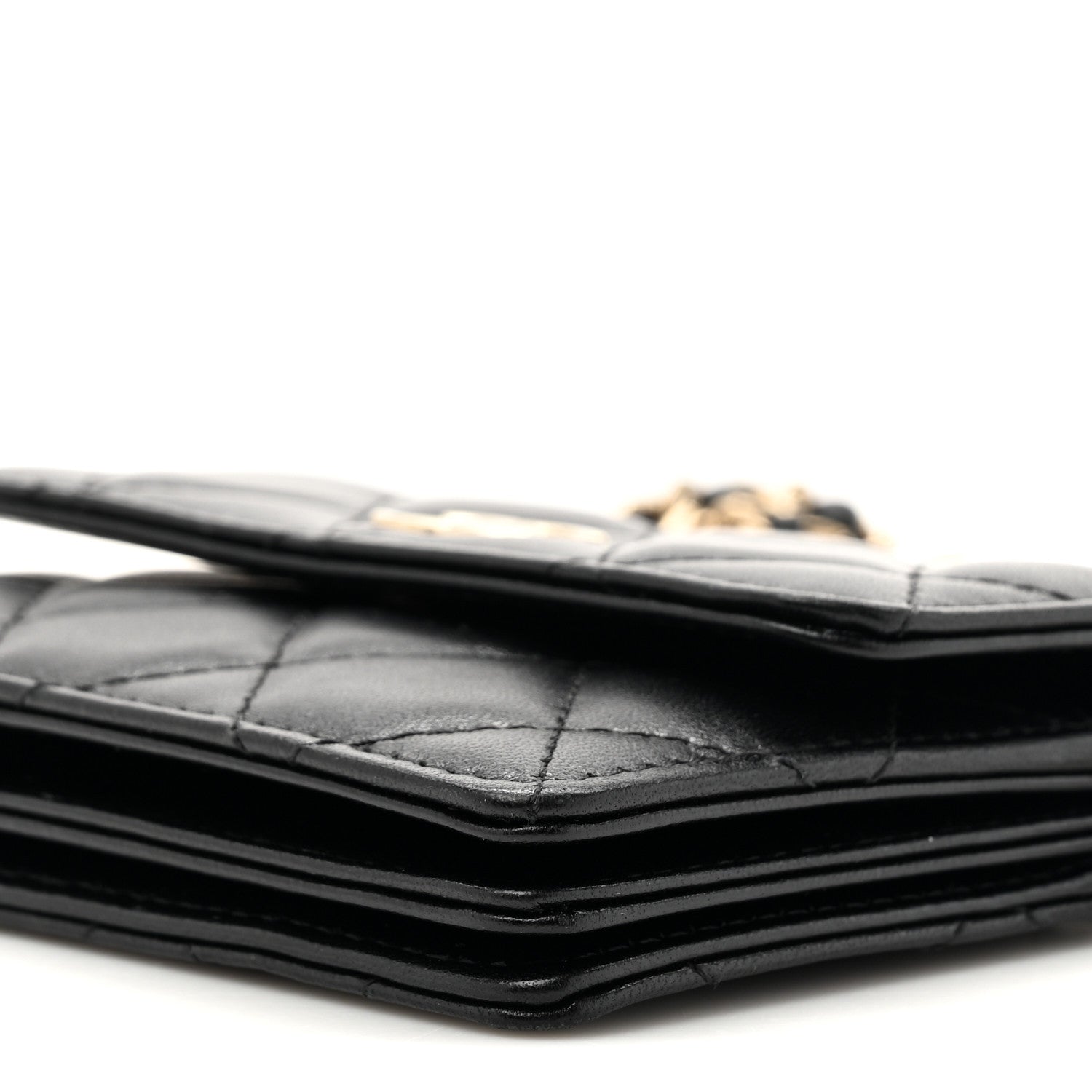 Chanel Lambskin Quilted My Chanel Lady Card Holder On Chain Black 11 of 12