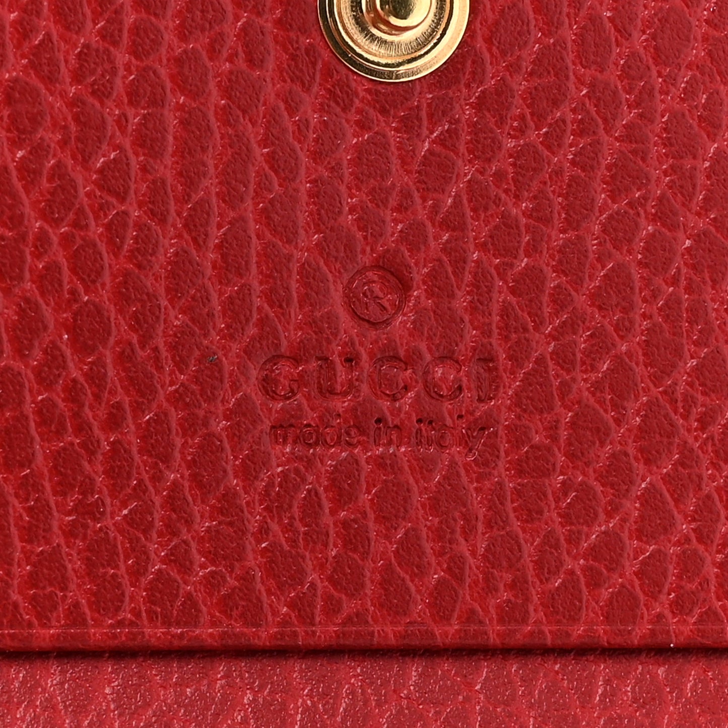 Pebbled Calfskin GG Marmont Card Case Hibiscus Red