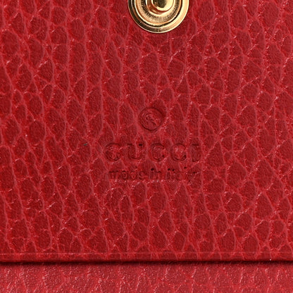 Gucci Pebbled Calfskin GG Marmont Card Case Hibiscus Red 7 of 11