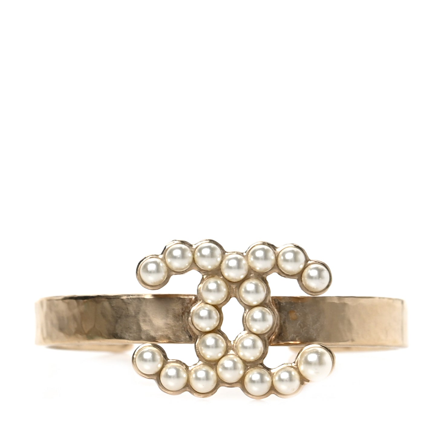 Pearl CC Cuff Bracelet Gold Pearly White