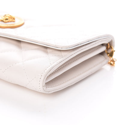 Versace Calfskin Icon Quilted Wallet On Chain Crossbody White 8 of 8