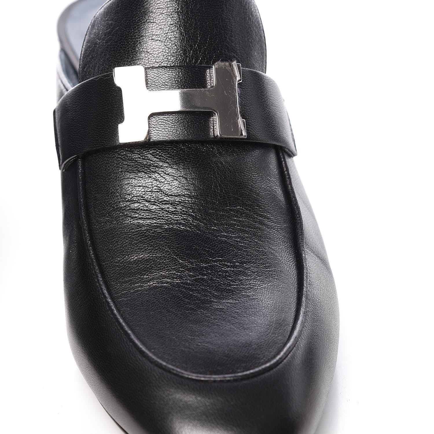 Hermes Goatskin Paradis Mules 38.5 Black 10 of 11