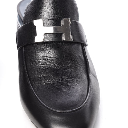 Hermes Goatskin Paradis Mules 38.5 Black 10 of 11