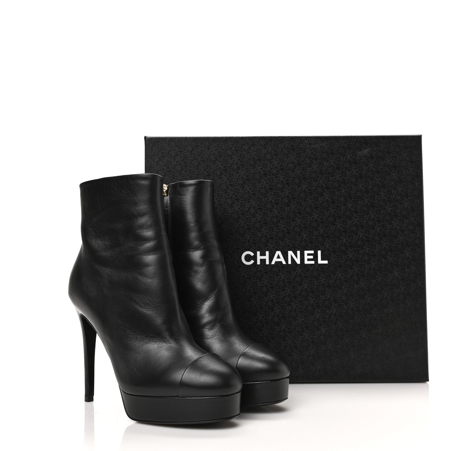 Chanel Lambskin Platform Ankle Boots 36 Black 8 of 8