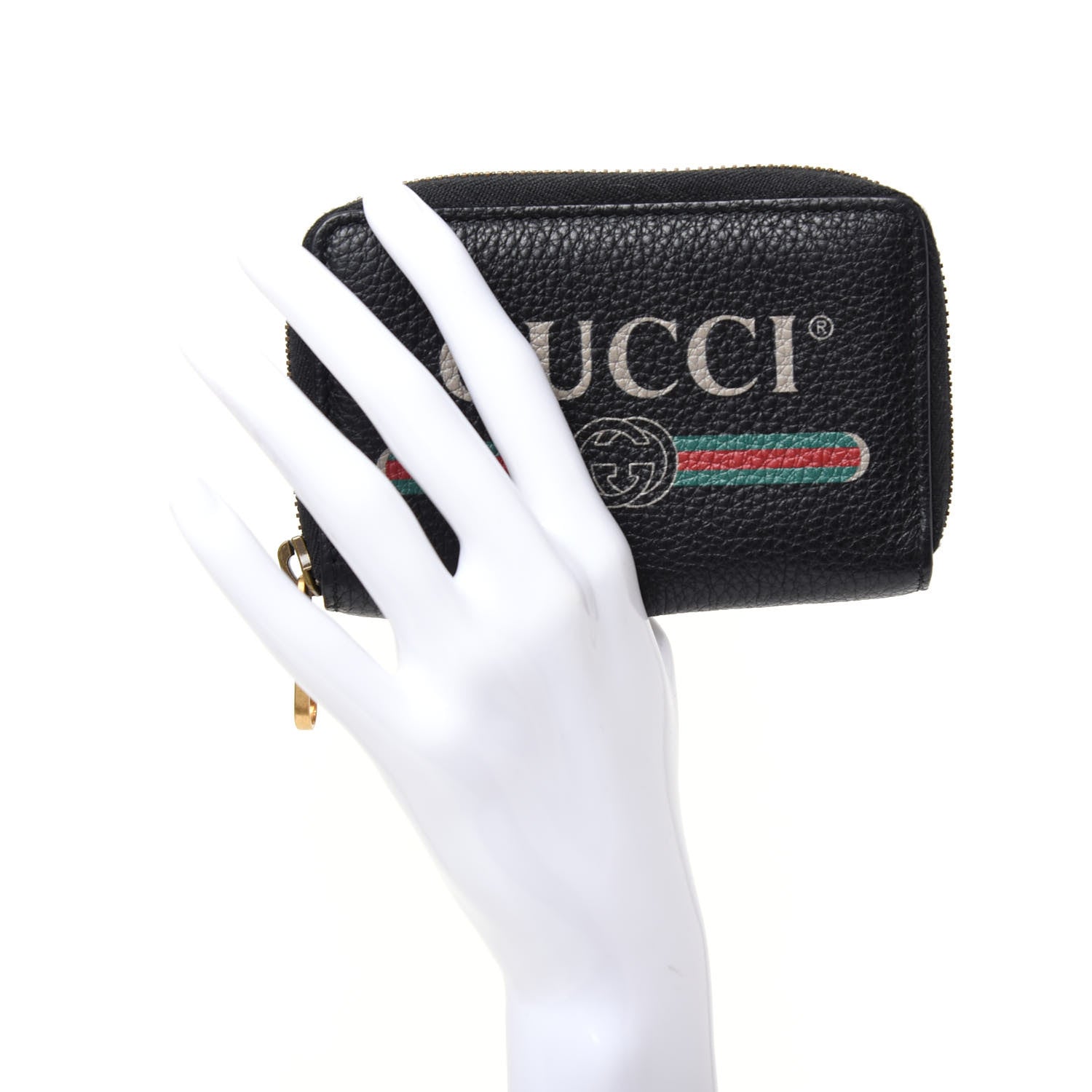Gucci Calfskin Logo Zip Around Card Case Black 2 of 7