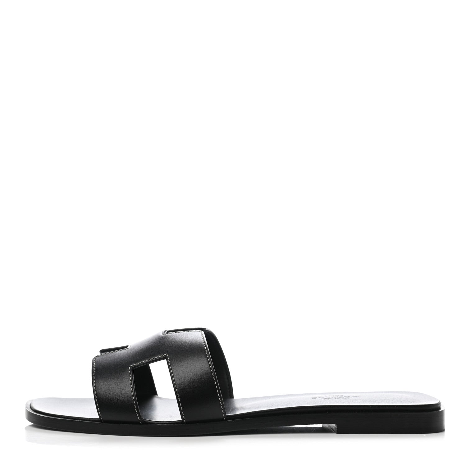 Hermes Box Calfskin Oran Sandals 39.5 Black 1 of 8