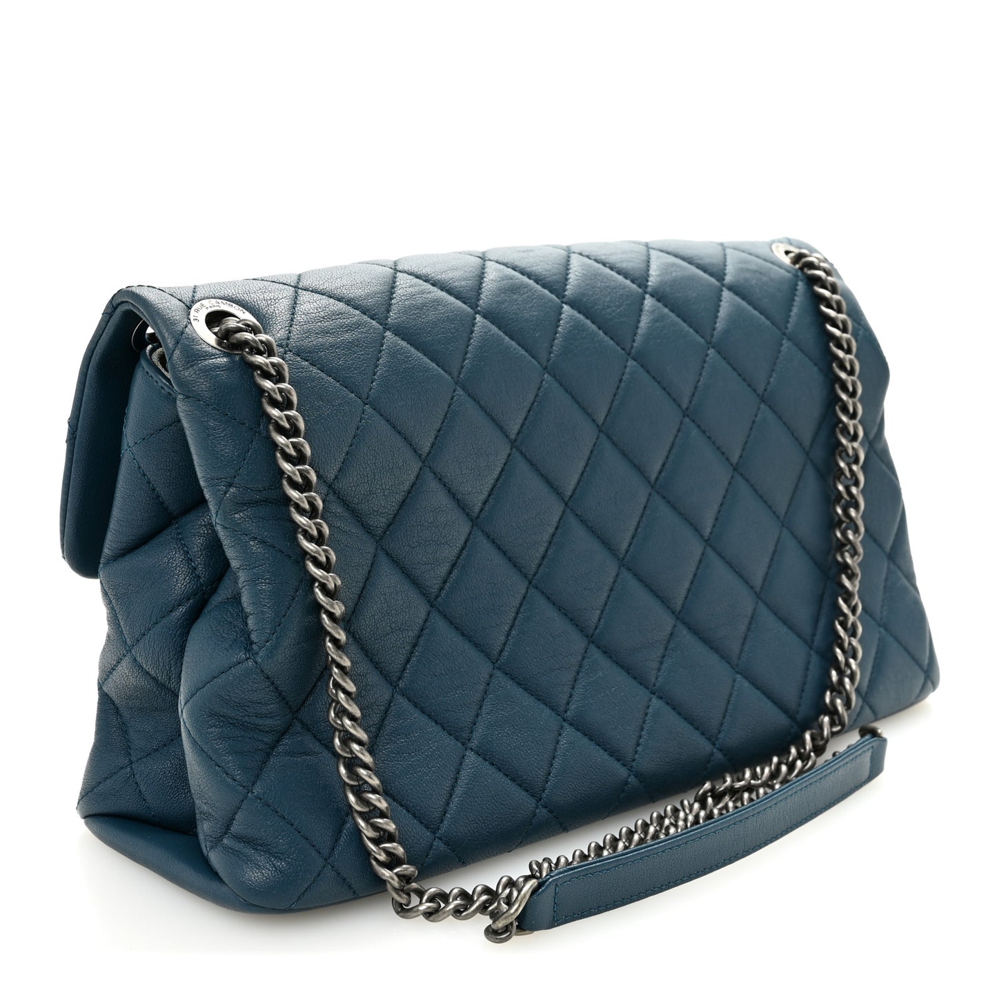 Goatskin Quilted Medium Flap Blue